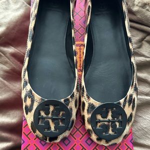 Tory Burch Leopard Patent Ballet Flats